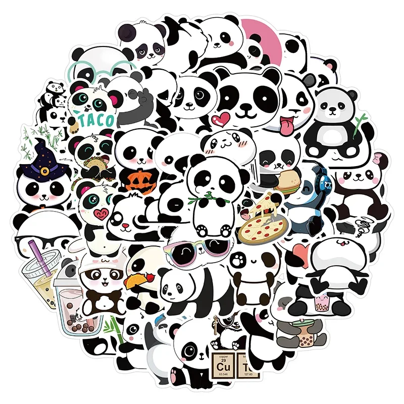 Pegatina de Panda de 10/30/50 piezas, papelería de PVC para niños, cuaderno de bocetos, portátil, decoración de diario, suministros de álbum de