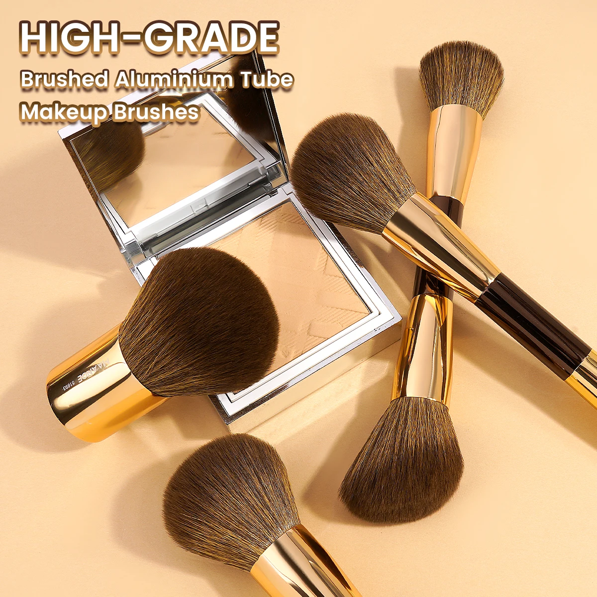 MAANGE 50 szt. Zestaw narzędzi do makijażu 20 szt. Pędzle do podkładu i cieni do powiek 27 szt. Zestaw puszek do pudru z miseczką do czyszczenia, torbą na pędzle, prezent do makijażu