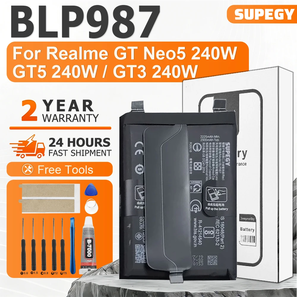 Brand New BLP987 4600mAh Battery For Oppo Realme GT neo5 240W GT5 240W / GT3 240W mobile phone battery + Tools