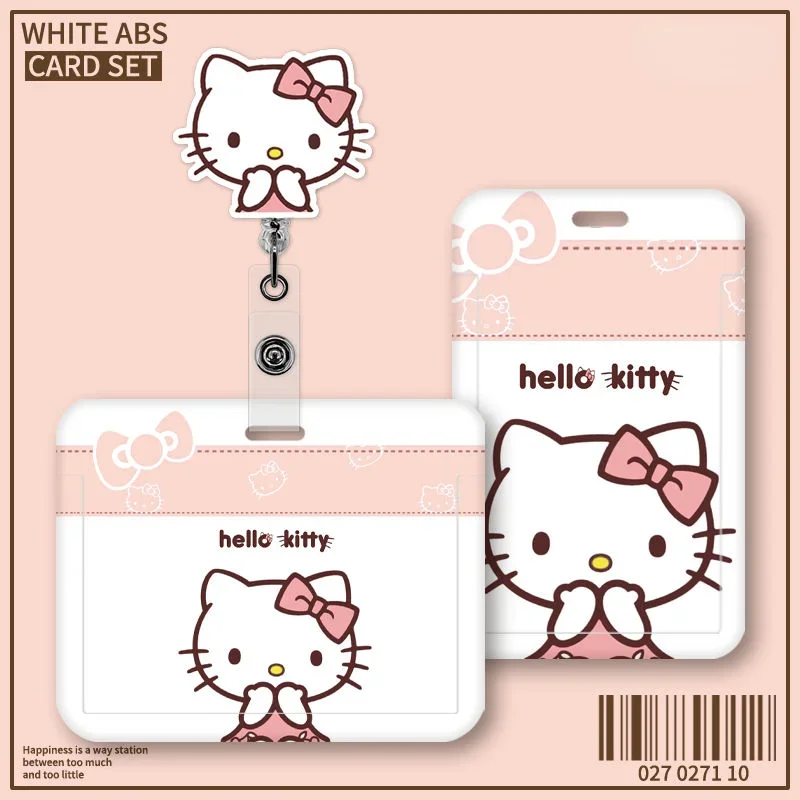 Anime Sanrio Cute Girl Heart Card Holder Set Hello Kitty Doctor Nurse ID Cards Listing Badge Lanyard  Buckle Retractable ID Card