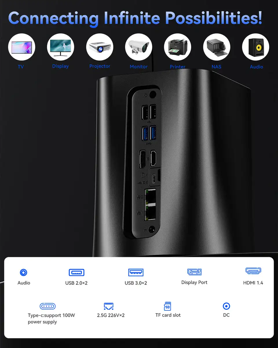 AOOSTAR R7 5825U NAS Mini PC 8C/16T 4.5 جيجا هرتز Intel N150 Mini PC 2x2.5G LAN WiFi6 4K جهاز توجيه ناعم ثلاثي العرض VM Windows 10/11