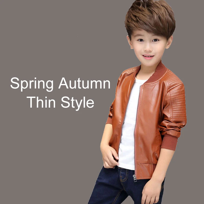 2 4 6 8 10 12 13 Years Big Boys Coat Autumn Winter Plus Velvet Warm Teen Kids Leather Jacket Fashion Waterproof Children Outwear