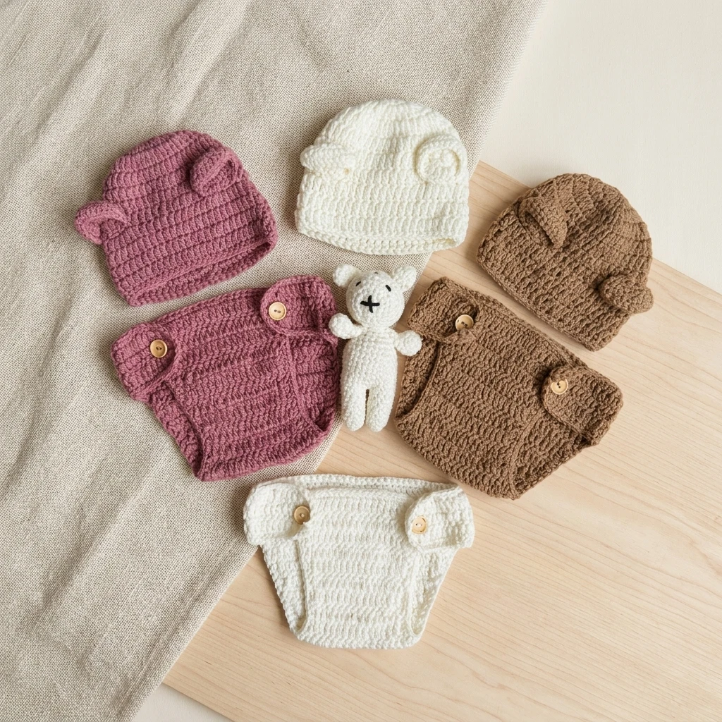 Newborn Baby Bear 3pcs Knit Se - Newborn Gift Set 评论和价格