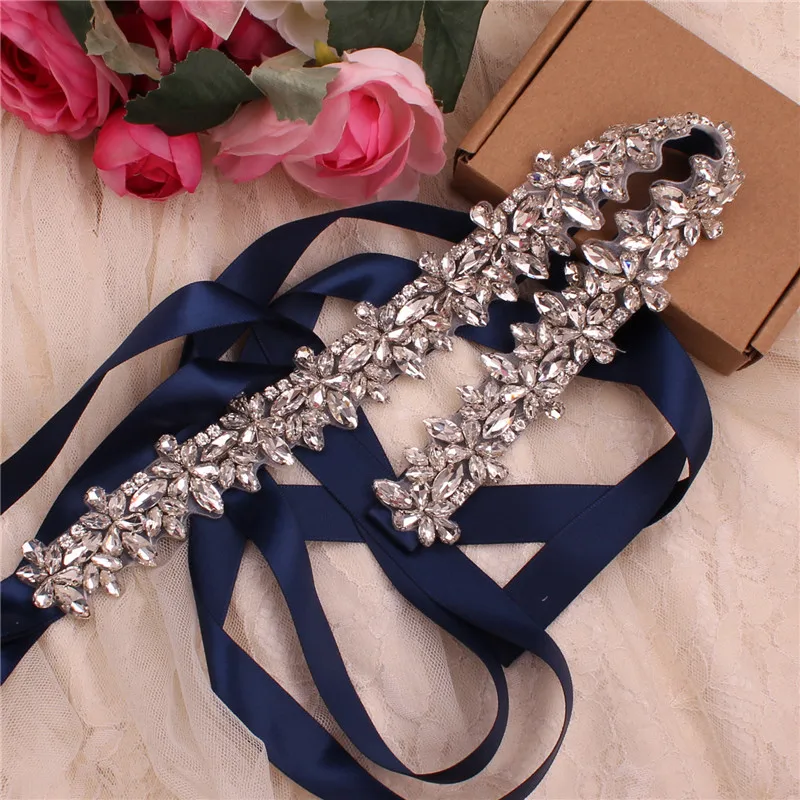 

Womens Elegant Satin Flower Sash Handmade Beaded Waistband Bridal Ribbon Cummerbunds Wedding Dress Waist Belt