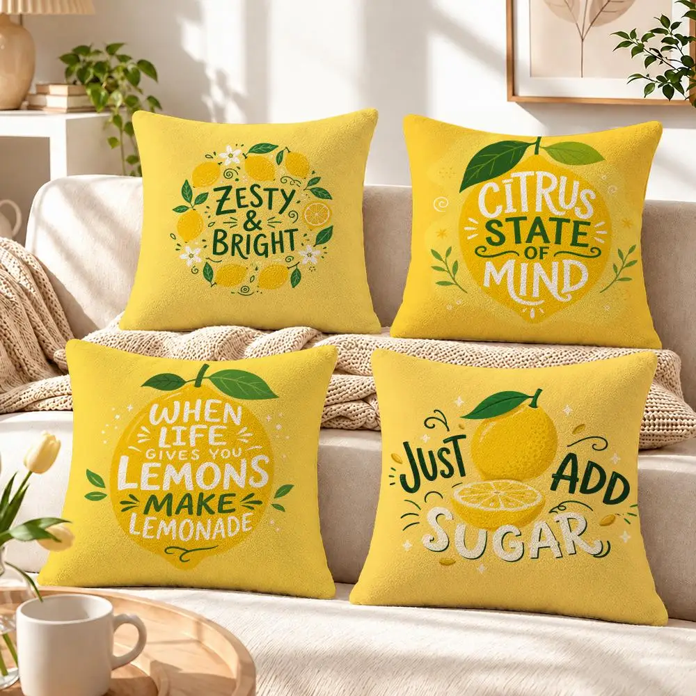 Art Funny When Life Gives Lemons Cushion Cover Soft Short‑Plush Pillowcase, Decor for Sofa & Bedroom, Perfect Holiday Gif