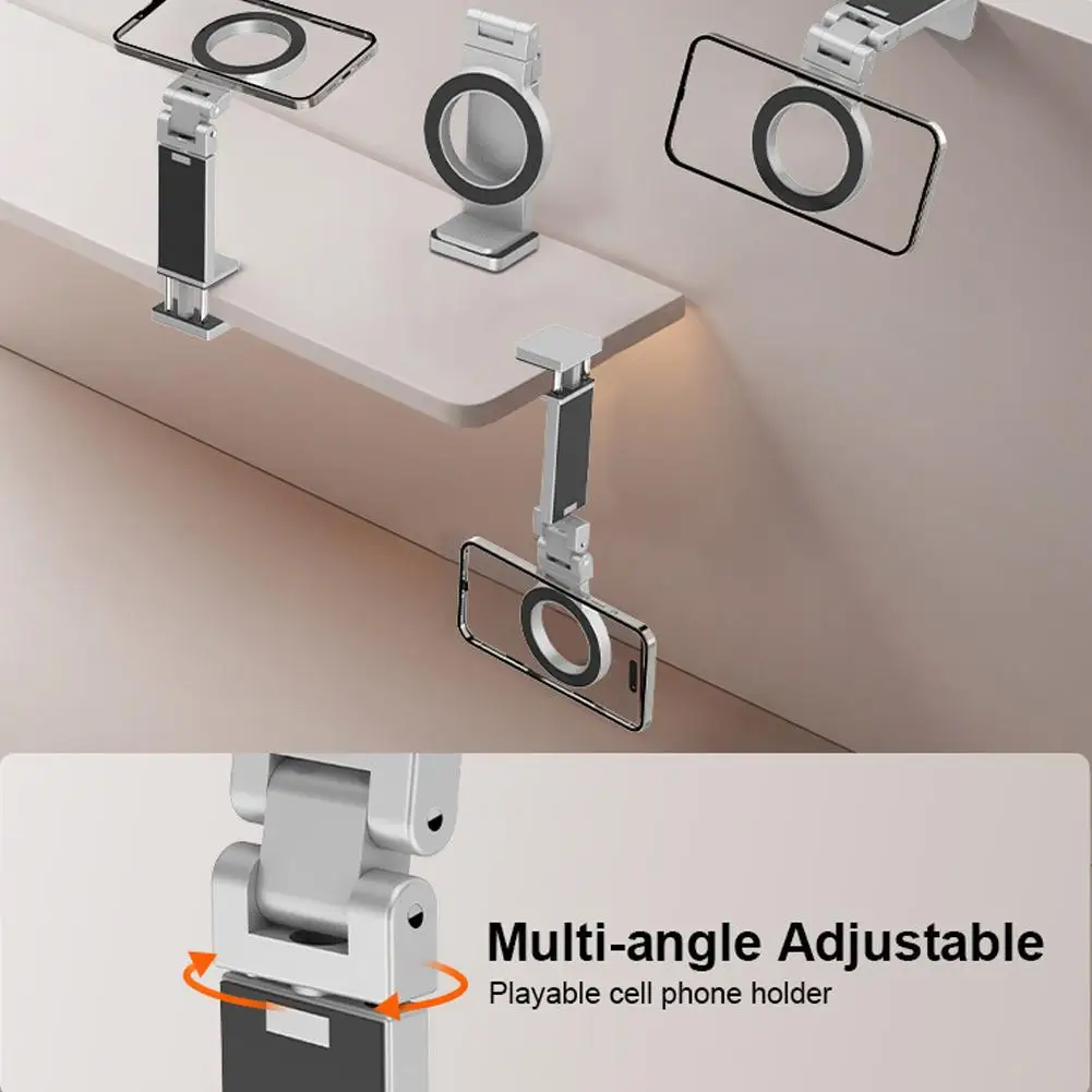Universal Magnetic Phone Holder Travel Essentials Multi-axis Rotation Hands-Free Airplane Phone Mount Desktop Clip For Phone