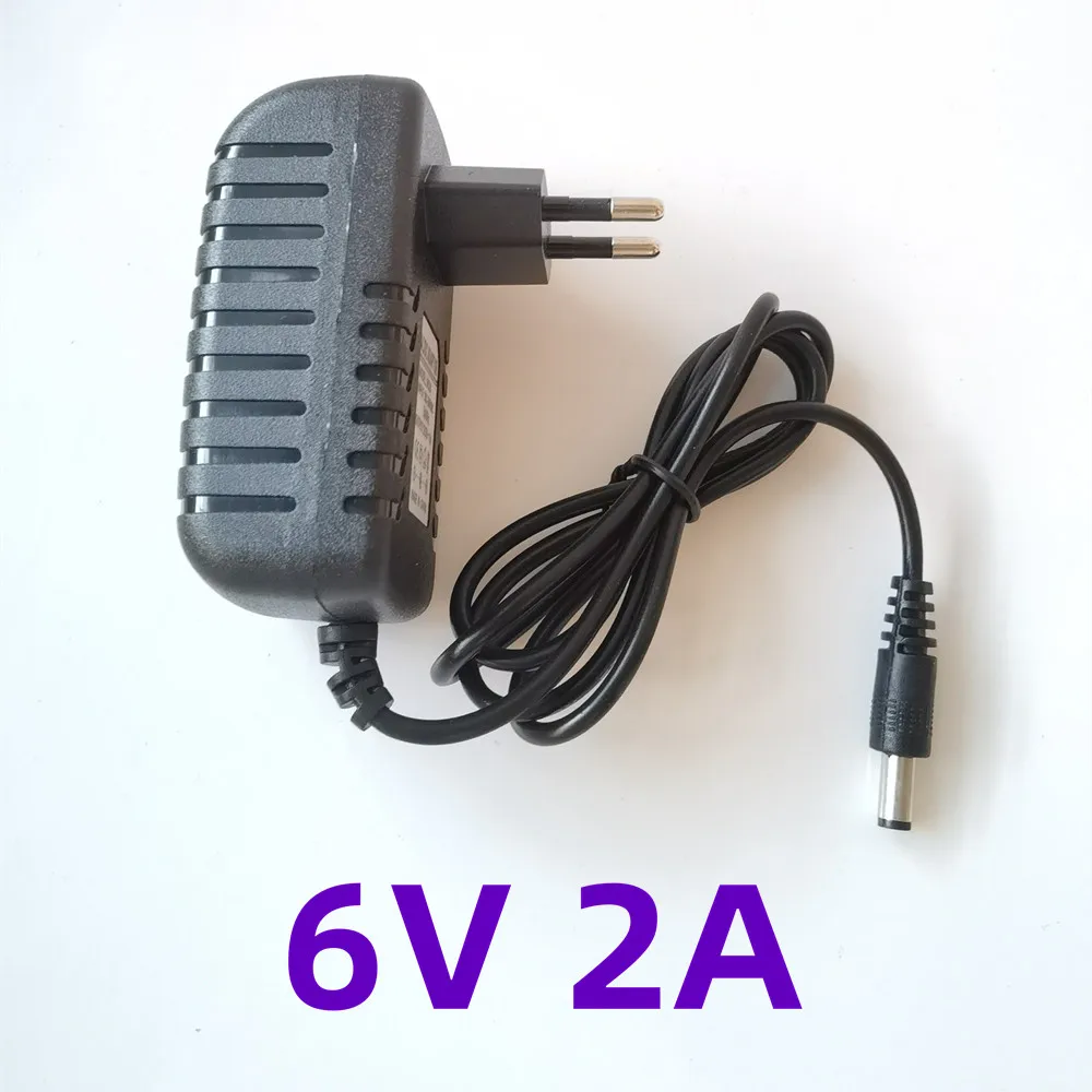 1PCS 6V2A AC 100V-240V Converter Adapter DC 6V 2A 2000mA Power Supply EU Plug 5.5mm x 2.1-2.5mm