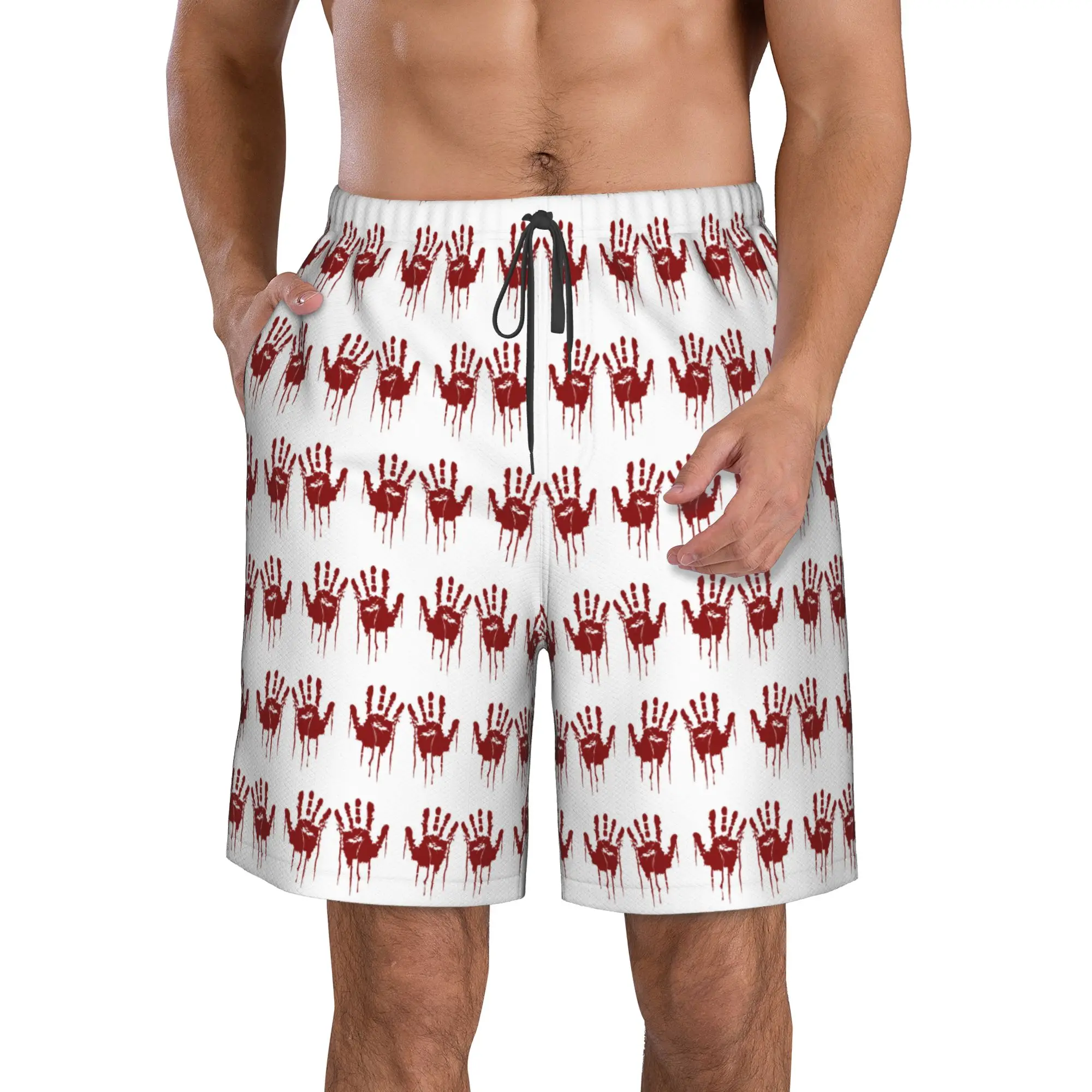 Splash Blood Hand Graphic Trunks Beach Board Shorts Casual Quick Dry Swim Summer Men Pants