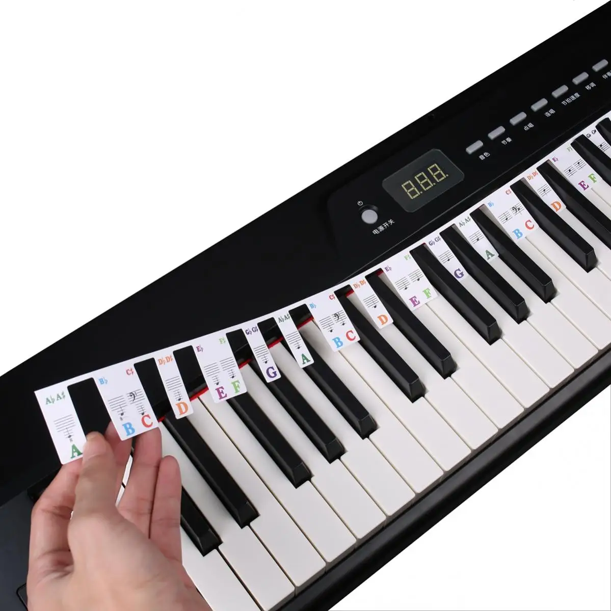 Free Paste No Glue 61 /  88 Full Size Keys Piano Keyboard Rake Note Marker Overlay Piano Key Stickers for Beginners