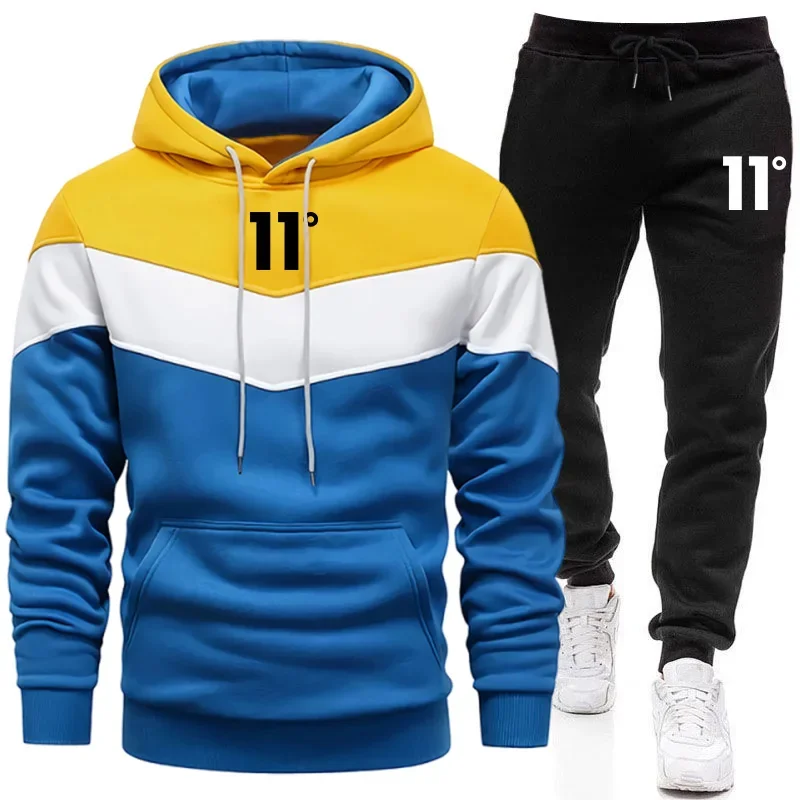 Autumn Winter Mens Tracksuit Printing Casual Tricolor Sweatshirts Outdoors Sports Jogging Man Clothing Single Piece Hoodie Pants