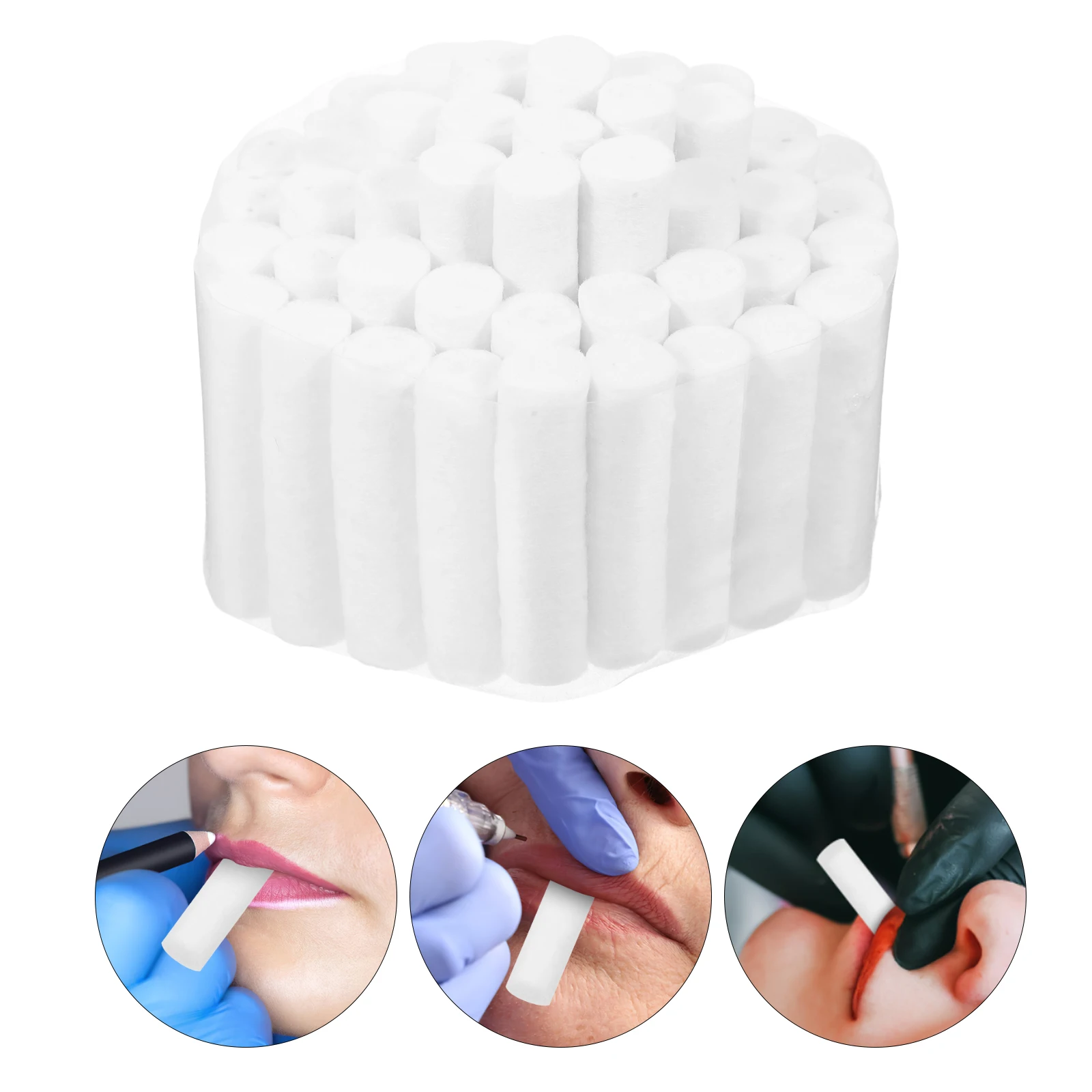 

100pcs 100 Cotton Rolls for Lip Tattooing Absorbent Rounds Practical Multiple Uses Home Hospital Oral Saliva Dental Kit