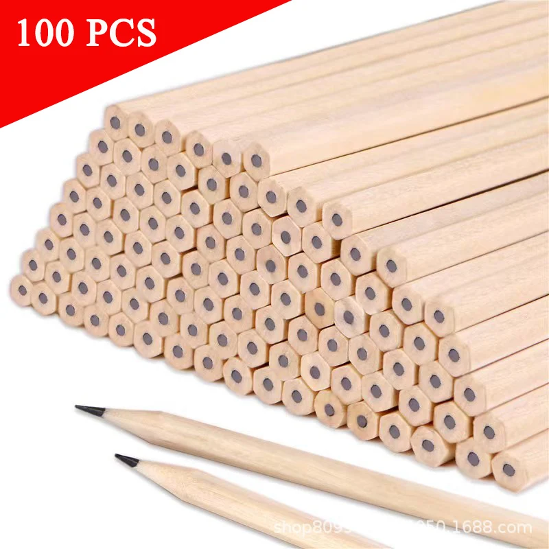 lapis hexagonal wood hb preto nao toxico padrao pintura escrita bonito papelaria escritorio material escolar 100 pcs lot 01