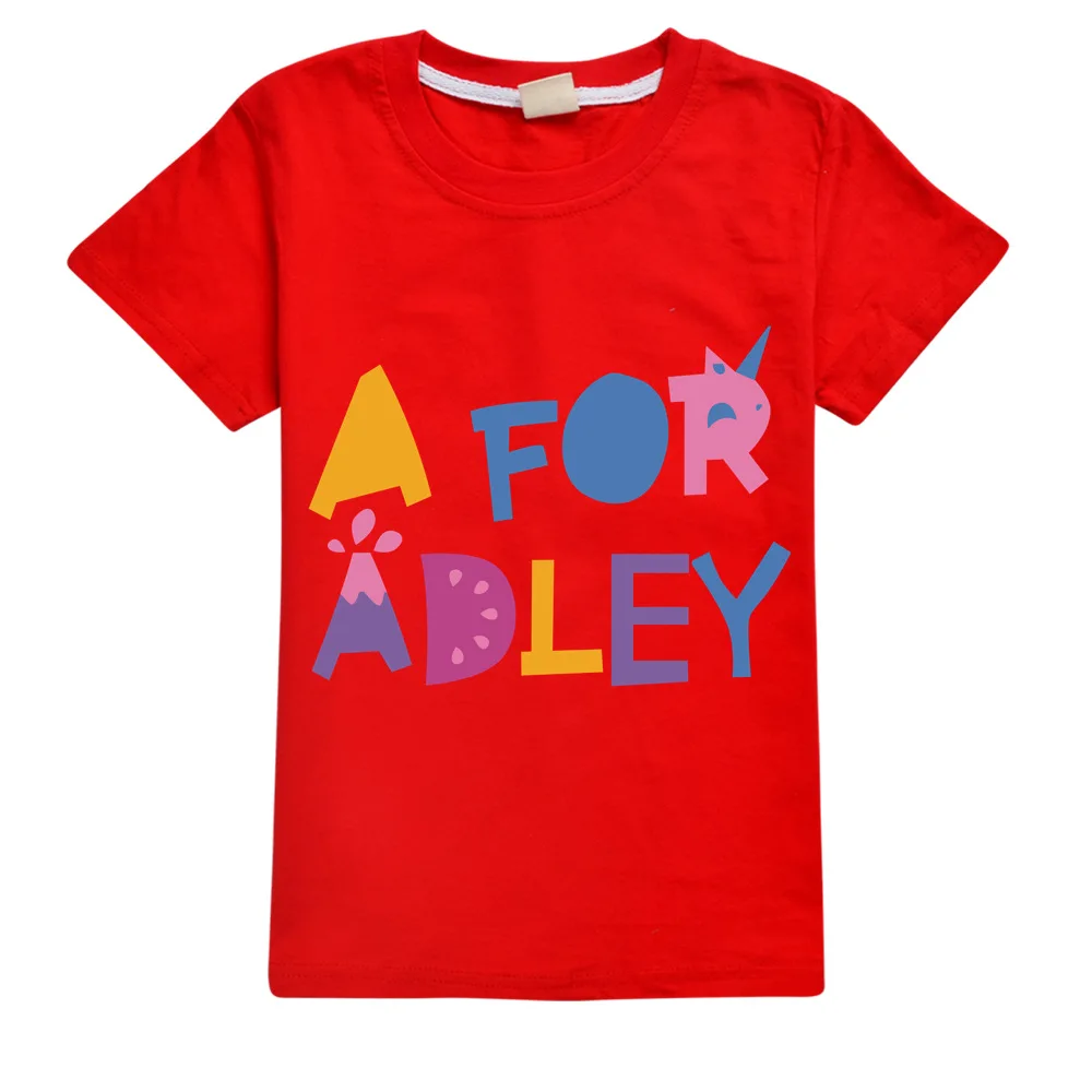 2024 New Kids Short Sleeve Tees A for Adley T-shirt Children's Boys Girls Pullover Clothes Printed Cartoon Casual Cotton Tops