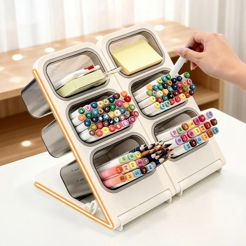 Multi Layer Slant Insert Detachable Pen Holder Desk Organizer Stationery Storage Stand Pencil Cup For Home Office Student School