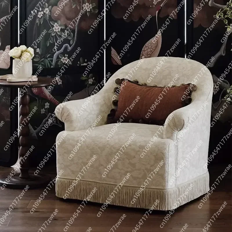 A184 Shell PU French Retro Vintage Style Single Sofa Chair for Living Room Small Apartment Home Furniture