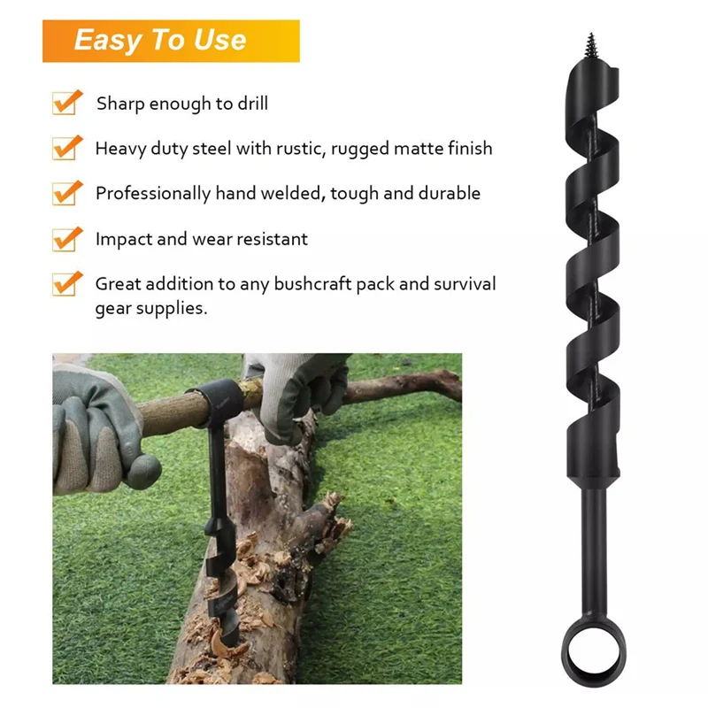

High Quality-1 Inch Hand Auger Wrench 1 X 12Inch Manual Hole Eye Wood Auger Drill Bit For Camping And Survival And Backpack Tool
