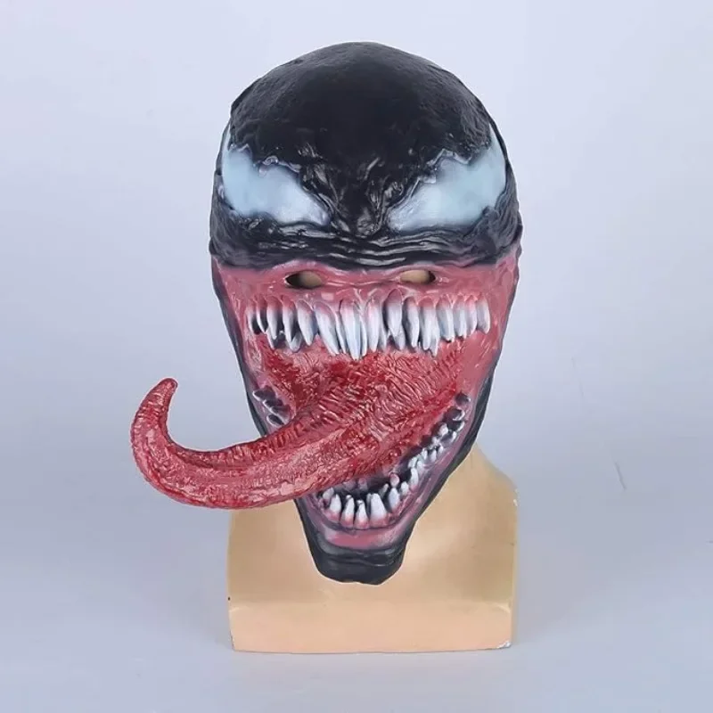 Venom Long Tongue Cosplay Mask, Unisex Latex Horror Helmet, Novelty Party Props for Easter, Carnival, and Halloween Events