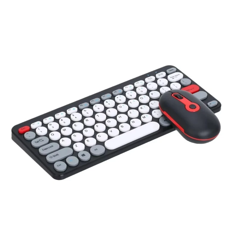 2.4G Mini Mechanical USB Wireless Keyboard Mouse Set Mute Button 78 Keys Ergonomic Design Compatible with Apple Windows 1600dpi