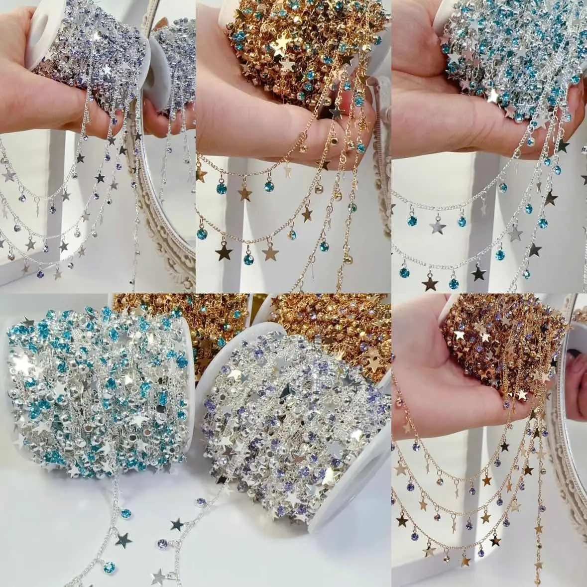 Neue 0,5/1/2M Stern Strass Kupfer Ketten Alten Stil Lila Farbe Kette für Armband Halskette DIY schmuck Machen Zubehör