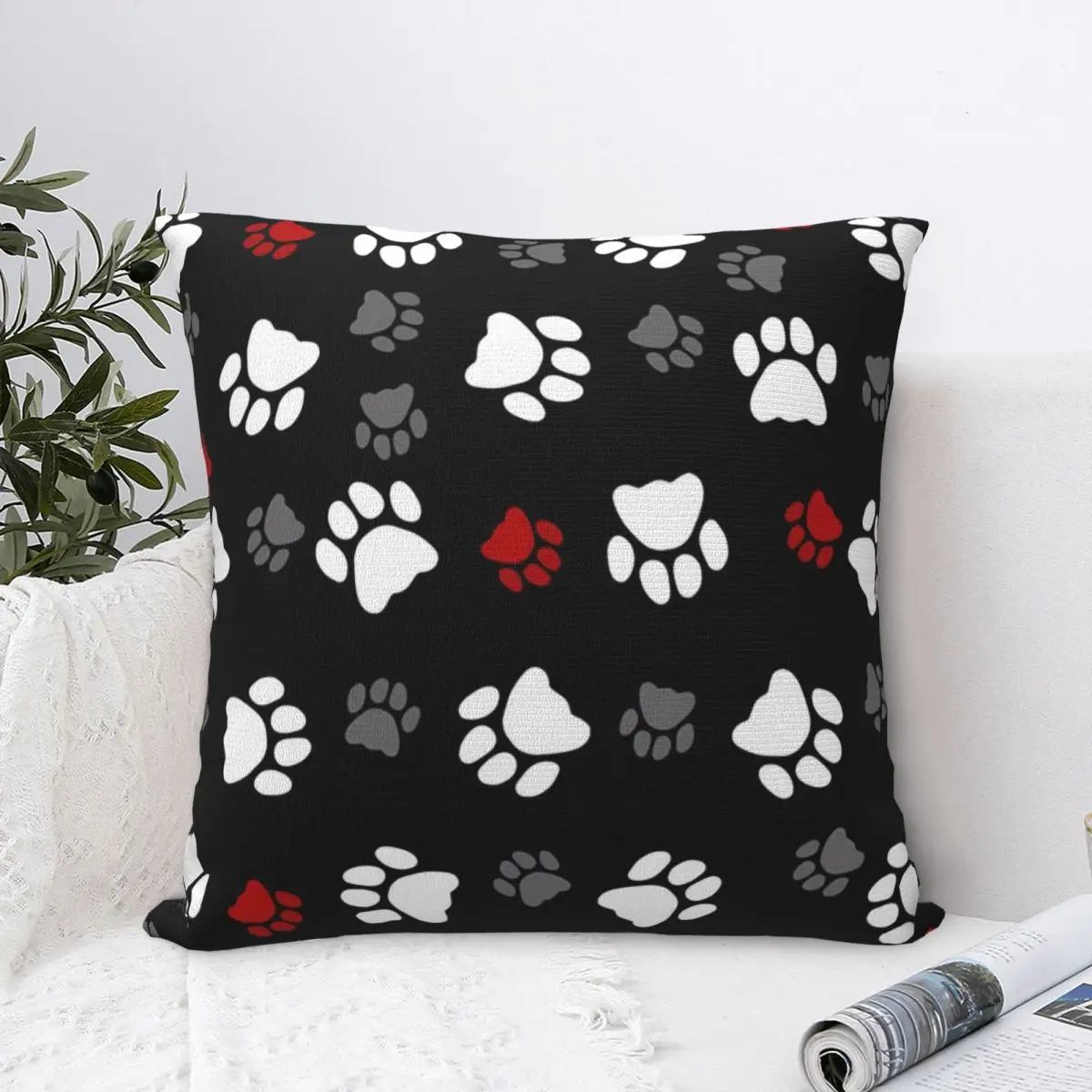 

Dog Paw Collage Pillow Cover Cute Pet Novelty Pillow Case For Chair Sofa Home Decoration Cushion Cover Graphic Pillowcases Gift