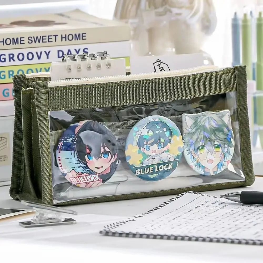 Triangle PVC Transparent Pencil Case Three-dimensional Large Capacity Stationery Storage Bag Waterproof Clear