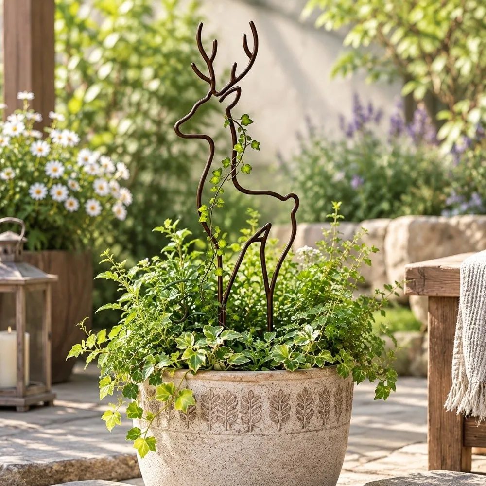 Hollow Out Butterfly Plant Stand Reindeer Weather Resistance Plant Climbing Trellis Strong Load Bearing Bird Plant Trellis