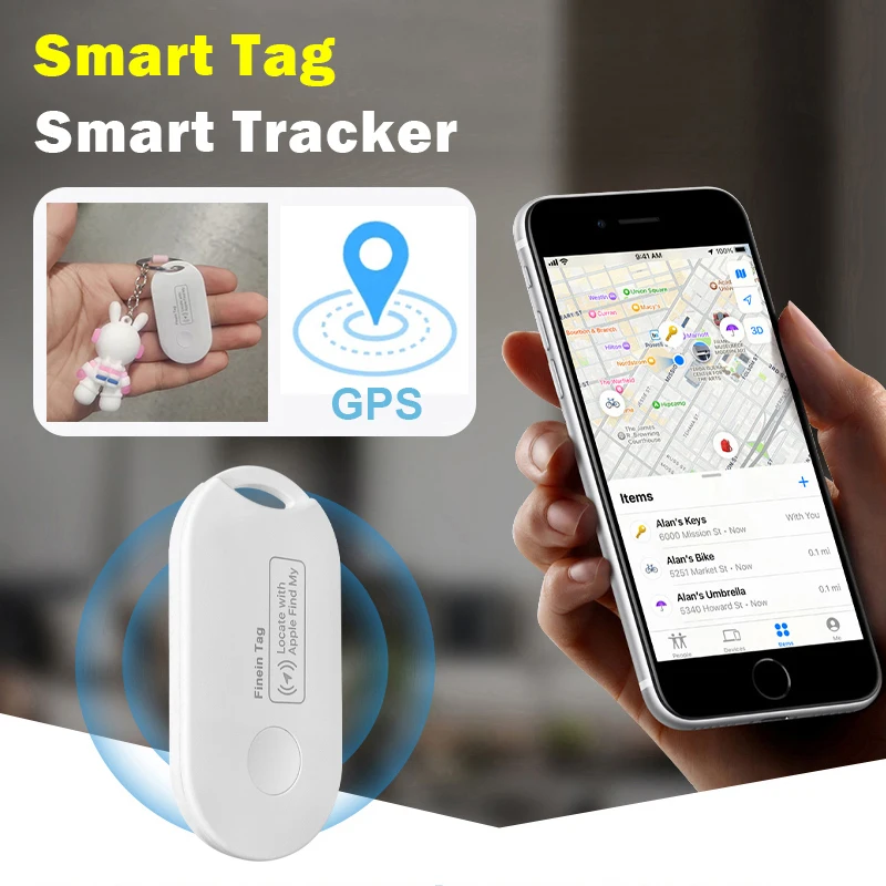 Mini GPS Tag Smart Tracker Key Anti-Loss Finder Locator For Children Car Wallet Suitcase Pet Bluetooth Works With Apple Find My