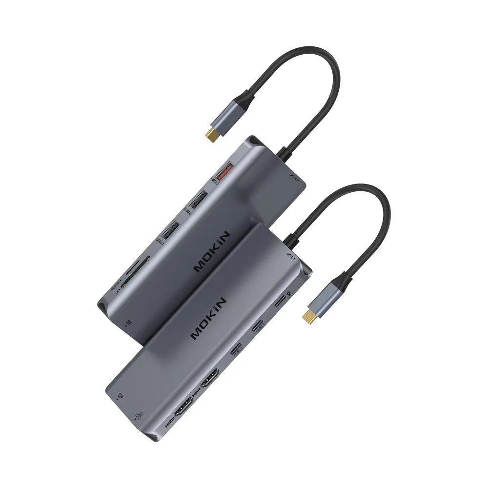 MOKIN-Adaptateur USB Type-C vers HDMI, DP, VGA, RJ45, Ethernet, USB 3.1, PD 100W, 4K, 60Hz, pour Macbook Pro Air, Dallas/M2, accessoires PC