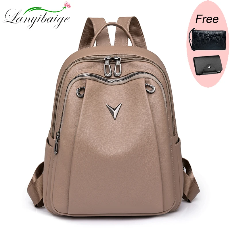 Large Capacity Women Backpack Purses High Quality Leather Female Vintage Bag School Bags Travel Bagpack Ladies Bookbag Rucksacks