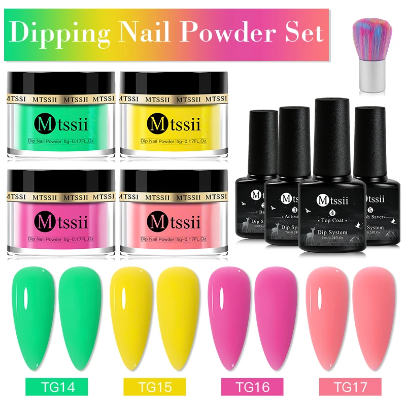 Fluorescente Glitter Mergulhando Nail Powder Set, Neon Nail Dipping System Kit, Nail Art Decoração, Natural Seco sem Lâmpada, 5g