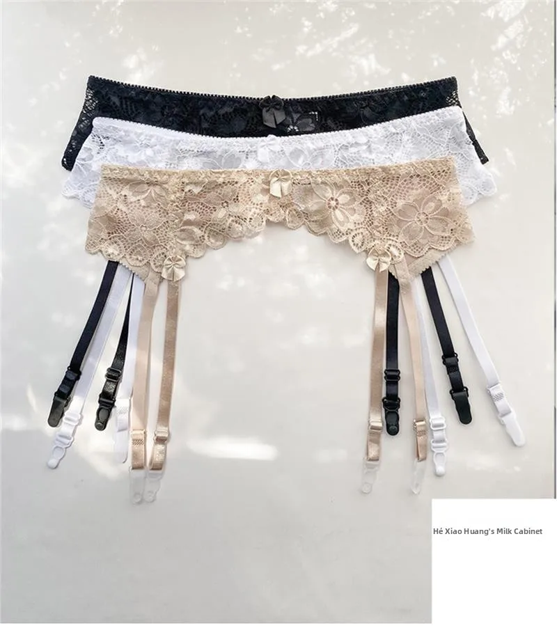Medias ajustables con encaje, calcetines largos de tubo para mujer con banda en la cintura, clips antideslizantes para liguer...