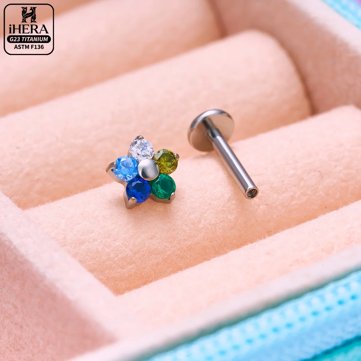 G23 Titan Bulk Bunte Sonnenblumenblüten-Perlen mit flacher Rückseite, Helix-, Tragus-, Conch-, Rook-, Lipp-, Labret- und Ohrknorpel-Piercings – Detail 31