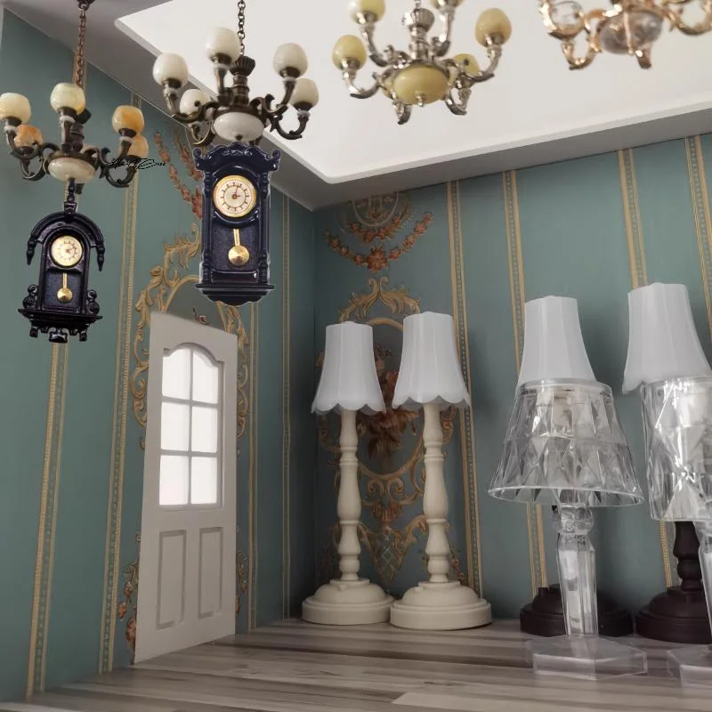 นาฬิกาแขวนผนังแบบวินเทจขนาด 1/12 สำหรับตกแต่งบ้านตุ๊กตา ของเล่นจำลองห้องนั่งเล่น ของเล่นจิ๋วตกแต่งบ้านตุ๊กตา อุปกรณ์ตกแต่งฉากจิ๋ว