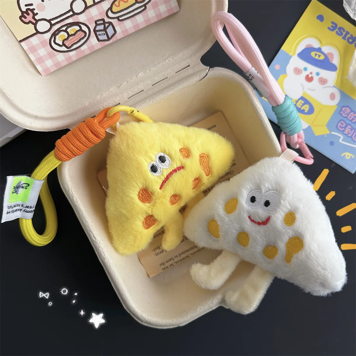 Women's Bag Pendants Creative Plush Cheese Cartoon Sweet Cute Kawaii Trendy Portable Keychains Fashionable Bag Accessories