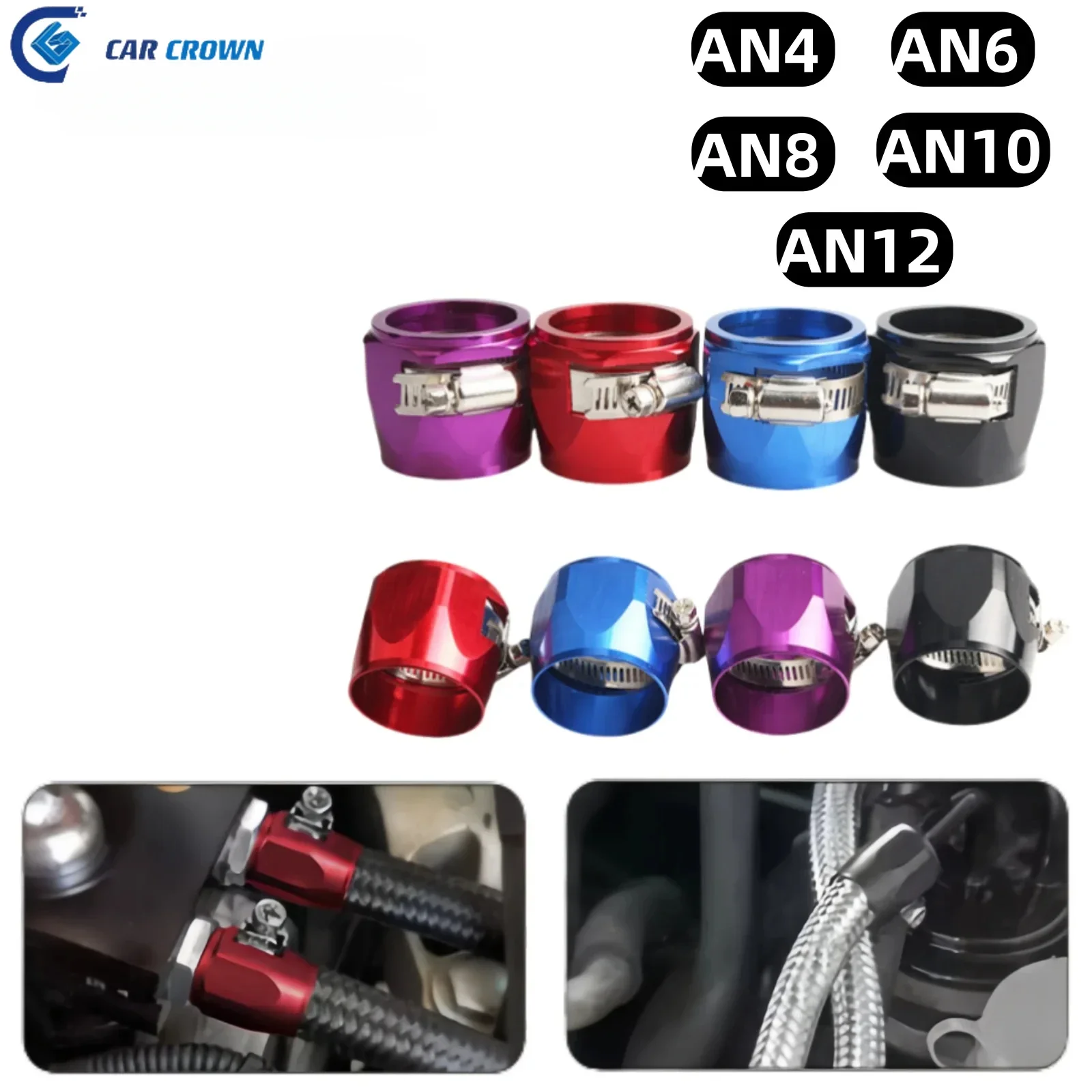 1lot=2pcs Hose Clamp AN4 AN6 AN8 AN10 AN12 Fuel Pipe Clip Oil Water Tube Hose Fittings Finisher Clamps Hex Finishers