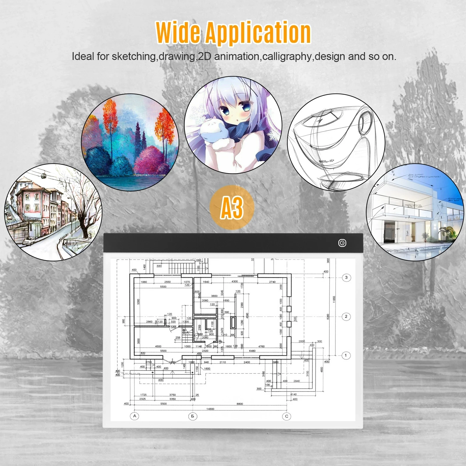 لوحة إضاءة ليد رفيعة للغاية ، لوحة إعلانات A3 ، سطوع غير متدرج ، لوحة رسم شفافة ، USB للفنان ، رسم رسوم متحركة ، هندسة معمارية