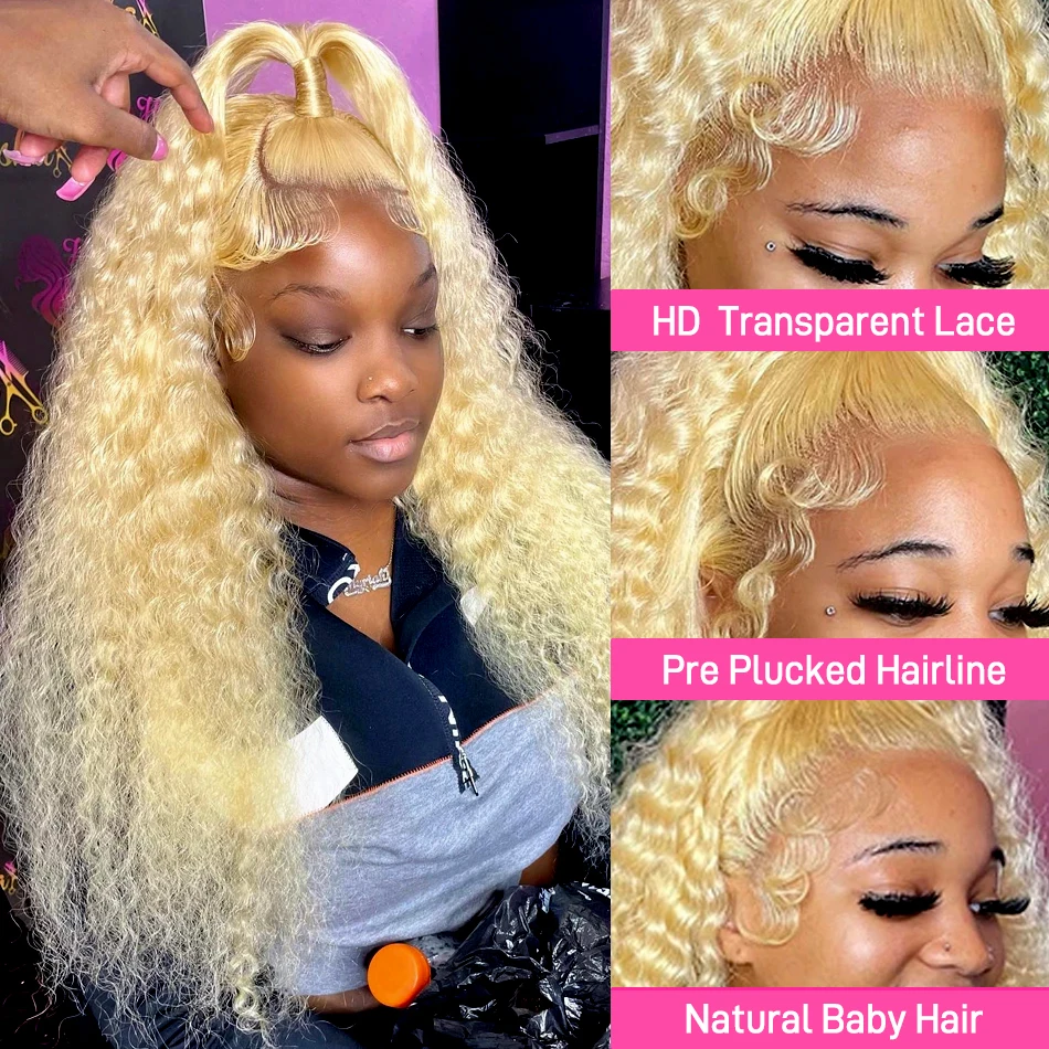 613 honig blond lose tiefe Welle Perücke 13x6 hd transparente Spitze Frontal Perücken 13x4 brasilia nische Wasser lockige Spitze vorne Echthaar Perücken