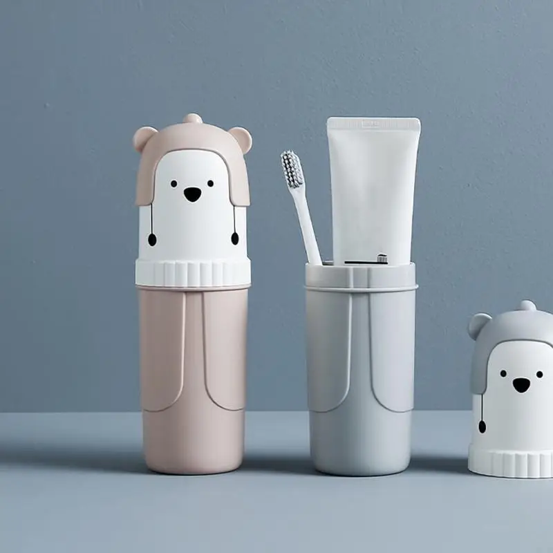 Cartoon Bear Mouthwash Cup Portable Mouthwashing Household Cup for Outdoor Traveling Camping Portable Toilet B95B