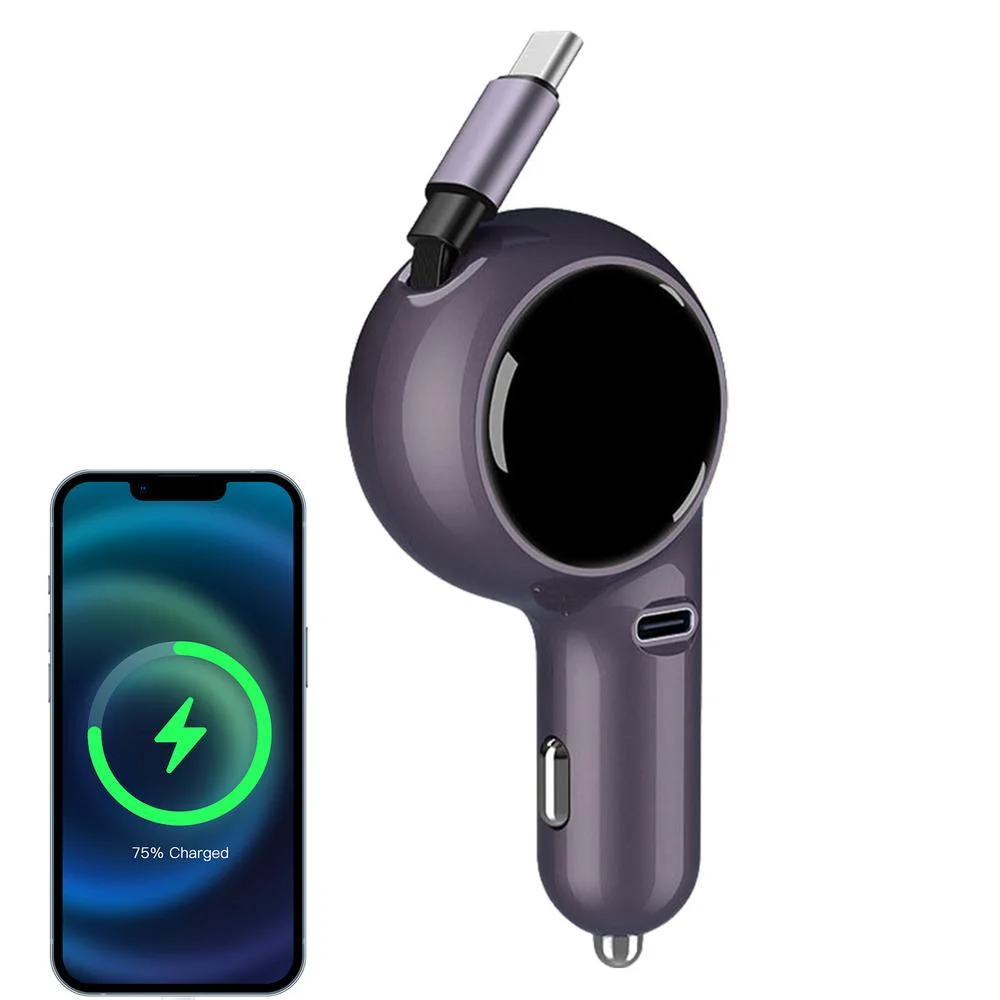 

60W Car Charger Type C Car Fast Charging Charger USB C Wire For iPhone Samsung Xiaomi Huawei Retractable Car Quick Phone Adapter