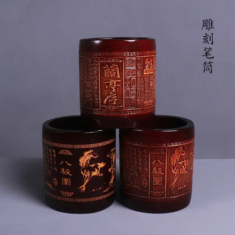 オリジナル竹管ペンホルダー彫刻蘭館シーケンスエイトジュントゥ古竹工芸品モデル