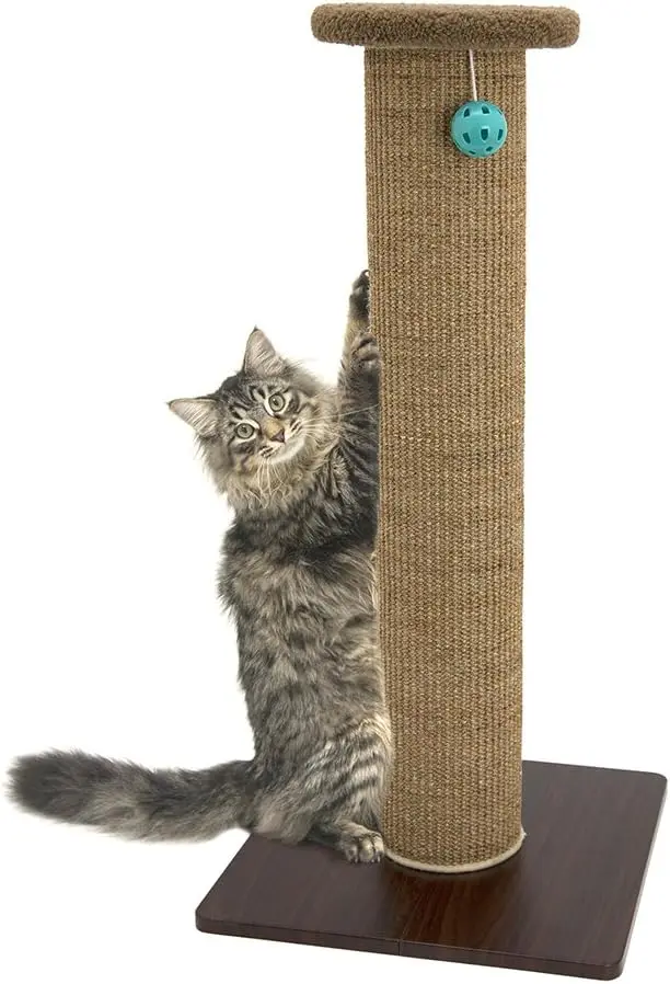

Tall Sisal Cat Scratching Post, 32” Durable Scratcher with Sturdy Base & Hanging Jingle Toy, Easy Assembly, Furniture P