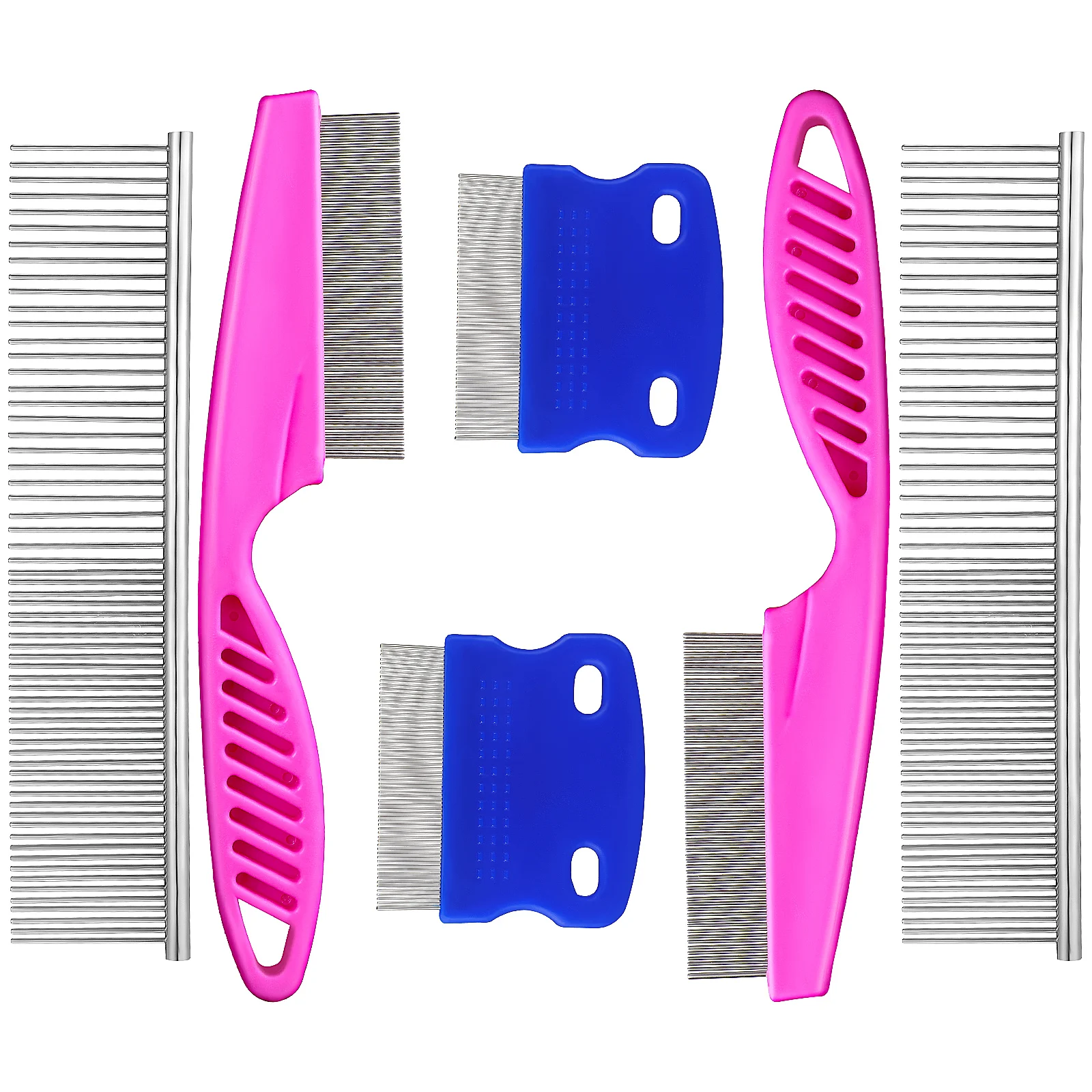 

6 pcs Dog Comb for Grooming Stainless Steel Pet Combs Cat Metal Shedding Small Animal Hair Removal Tools Premium Quality