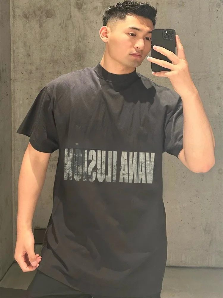 

Waed Cotton ort Sve T-irt VANA ILUSION Brand Men's Women's Printed Casual Breathable Ciwalk round Ne Top