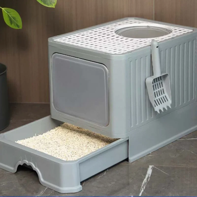 

Fully Enclosed Cat Litter Box, Folding Drawer Type, Deodorizing Cat Toilet, Anti-splash Cat Supplies, Extra Large