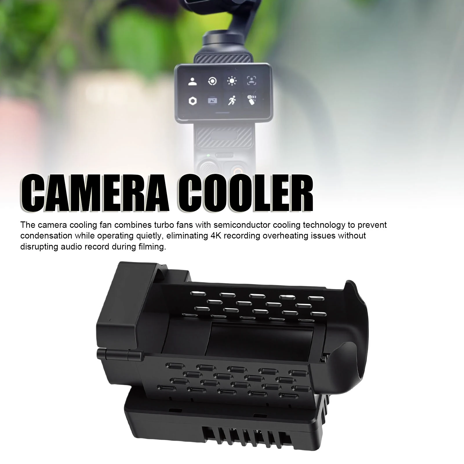 Camera External Cooler Camera Cooler Fit for Pocket 3 Camera 3 Speeds Semiconductor Cooling Fan Silent for 4K Video Recording