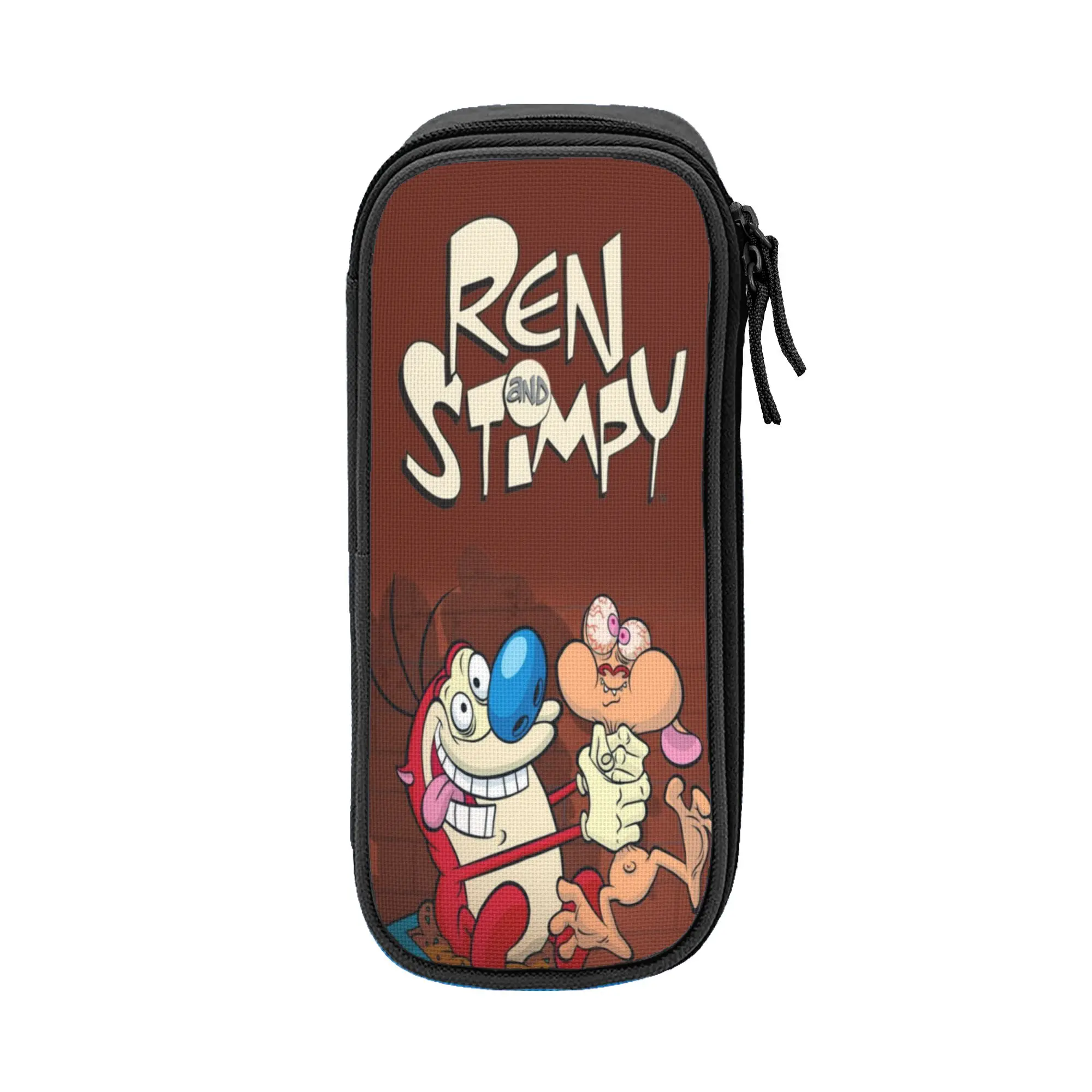 Large Capacity Pen Box  Duo Rucksack Ren & Stimpy  School Accessories  Double Layer Pencil Box Girl Make Up Bag Perfect Gifts