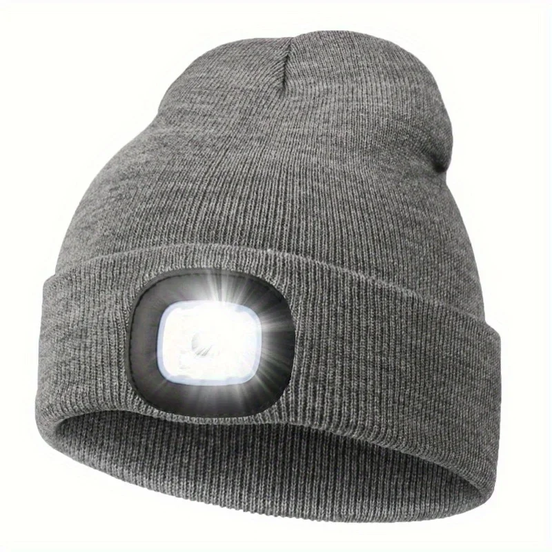 

Unisex Knit Beanie Hat with LED Light Breathable Elastic Warm Comfortabl Perfect for Night Walking Fishing Camping Festival Gift