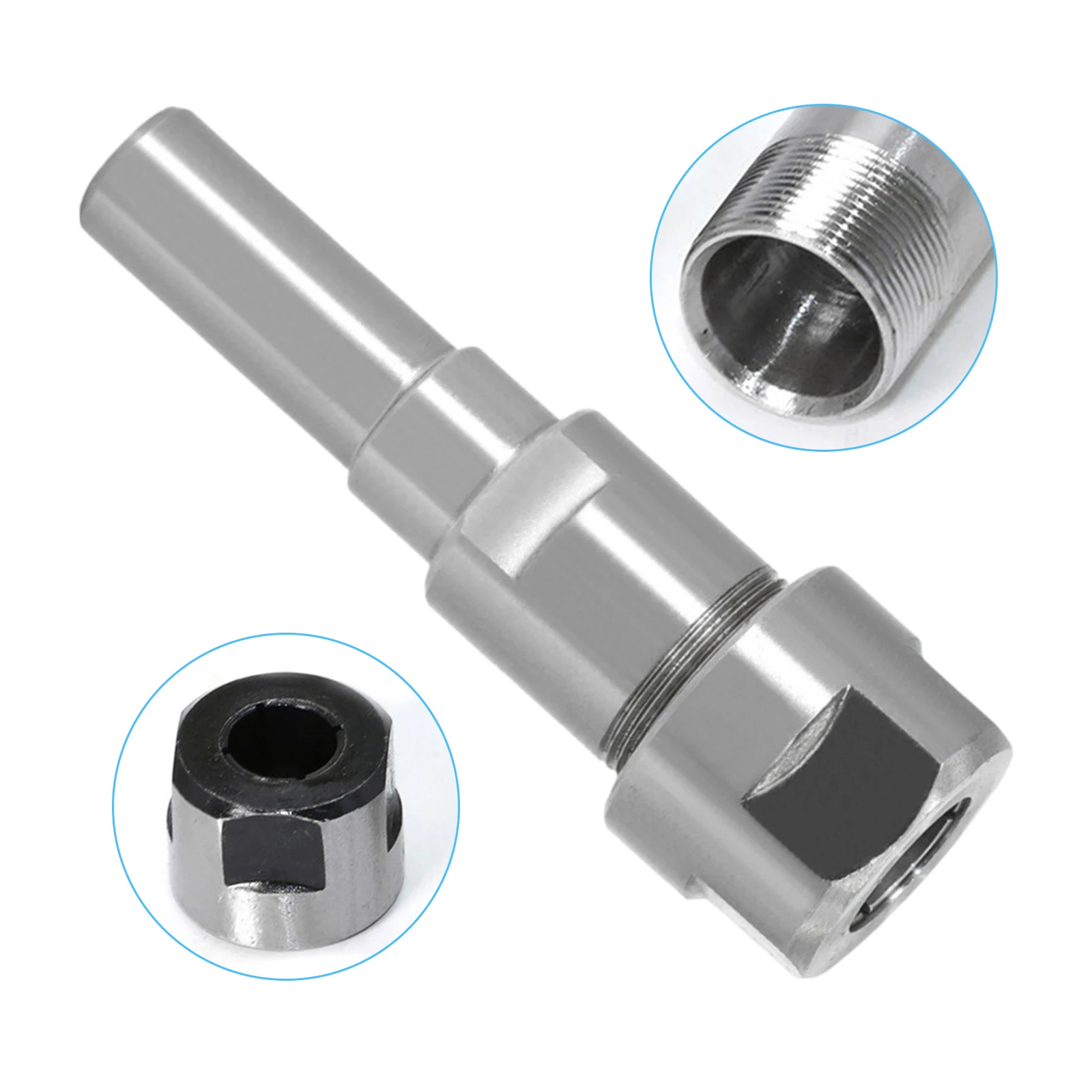 Adaptador de vástago de 12mm, convertidor de enrutador de 12mm, Portabrocas de enrutador, rotación estable, Material de acero al carbono, resistente a la corrosión