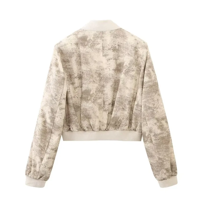 Nouvelle veste printanière pour femme, style pilote, imprimée, en denim, pour le quotidien, couleur unie, avec détail poche, autres matériaux