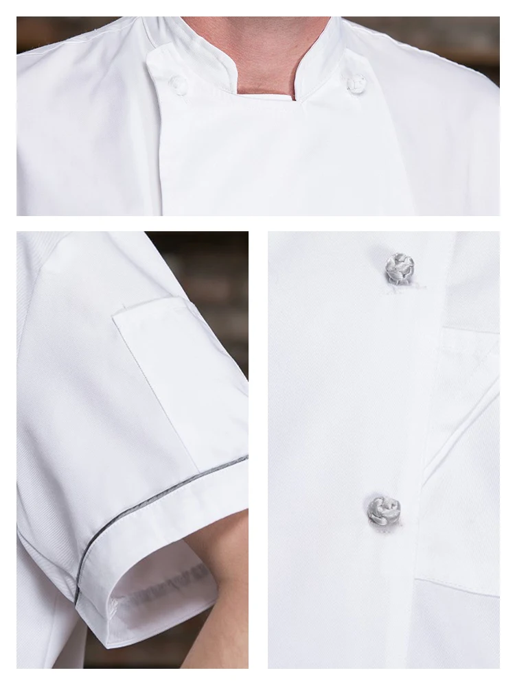Chef Uniform for Men Dining Hall Uniform Chef's Kitchen Clothes Food Service Cook Coat Waiter Working Clothes Hotel Overalls